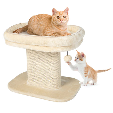 Modern Cat Tree Tower for Kittens with Large Plush Perch for Indoor Beige