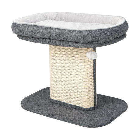 Modern Cat Tree Tower for Kittens with Large Plush Perch for Indoor Gray