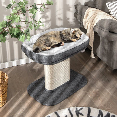 Modern Cat Tree Tower for Kittens with Large Plush Perch for Indoor Gray