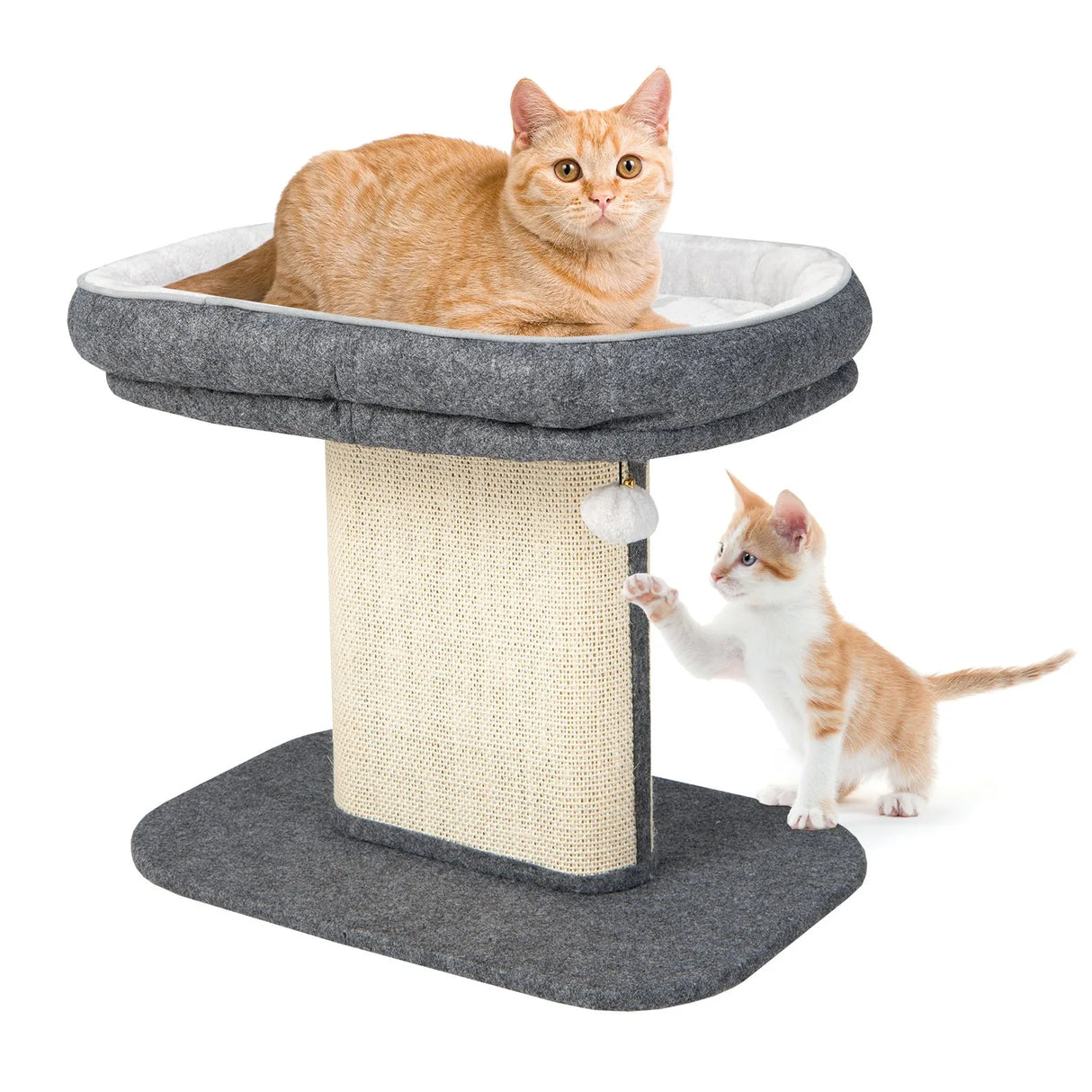 Modern Cat Tree Tower for Kittens with Large Plush Perch for Indoor Gray