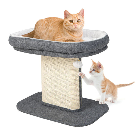 Modern Cat Tree Tower for Kittens with Large Plush Perch for Indoor Gray