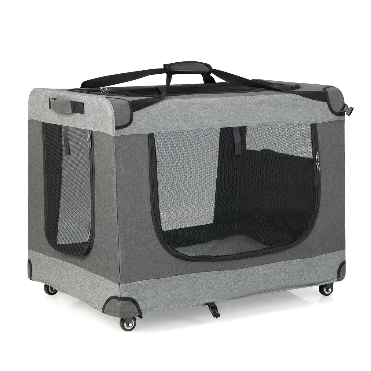 Portable Folding Cat Carrier with 4 Lockable Wheels-XL