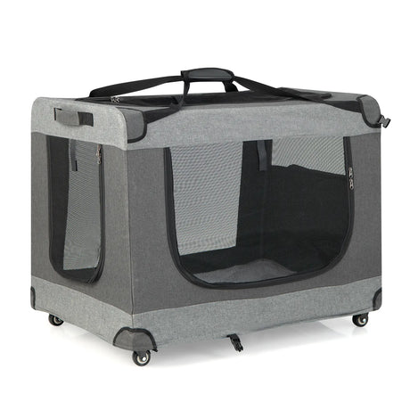 Portable Folding Cat Carrier with 4 Lockable Wheels-XL