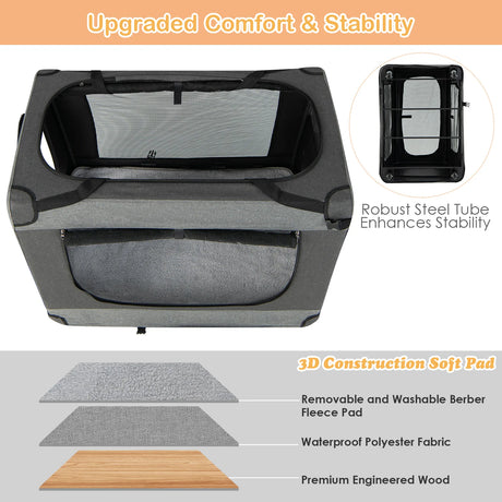 Portable Folding Cat Carrier with 4 Lockable Wheels-XL