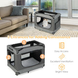 Portable Folding Cat Carrier with 4 Lockable Wheels-XL
