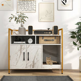 Hidden Cat Washroom with Double Doors and Scratch Cardboard-White