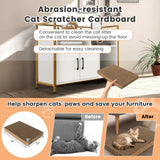 Cat Toilet Enclosure Cat Cupboard with Double Doors &amp; Scratcher Pad 89 x 45 x 74.5cm White