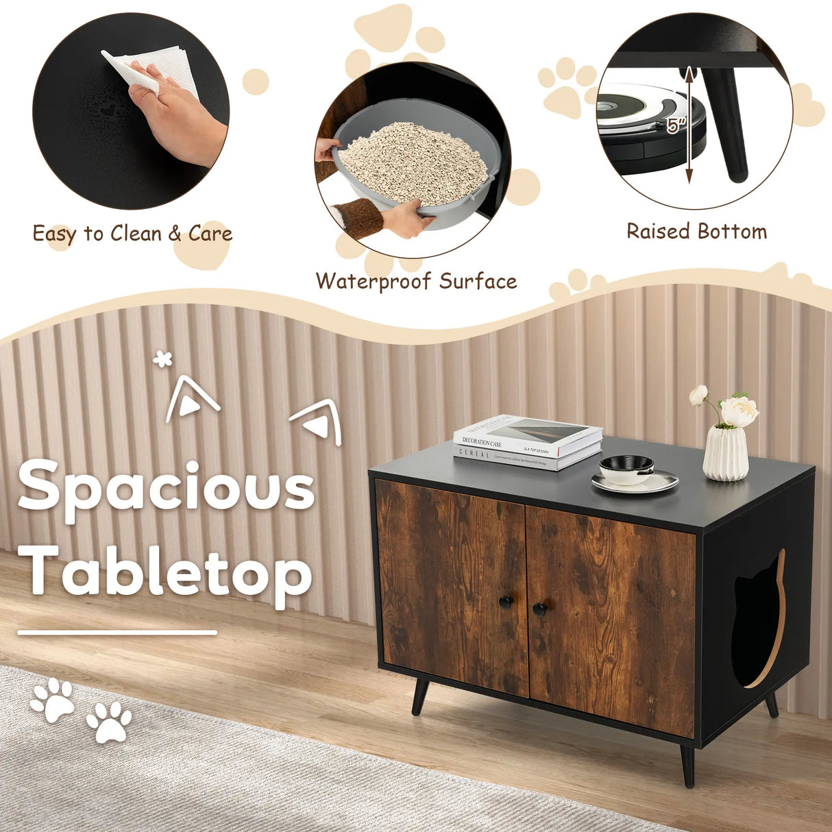 Industrial Cat Litter Box Enclosure with Divider and Cat-Shaped Entries