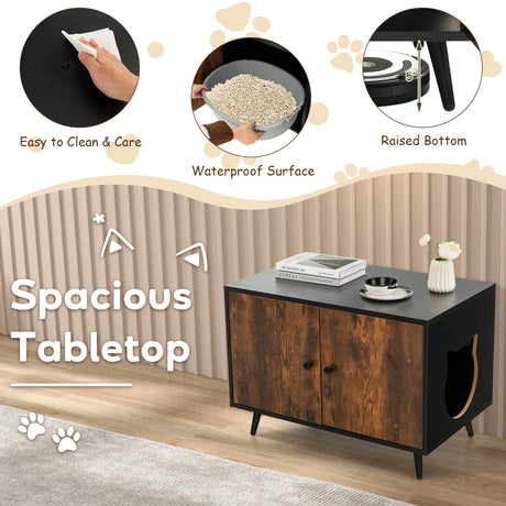 Industrial Cat Litter Box Enclosure with Divider and Cat-Shaped Entries