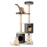 Multi-level Cat Furniture with 2 Cozy Condos-Grey