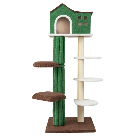 Multi-level Cat Tree with Condo andand Anti-tipping Device-Green
