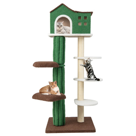 Multi-level Cat Tree with Condo andand Anti-tipping Device-Green