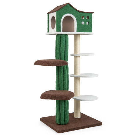 Multi-level Cat Tree with Condo andand Anti-tipping Device-Green