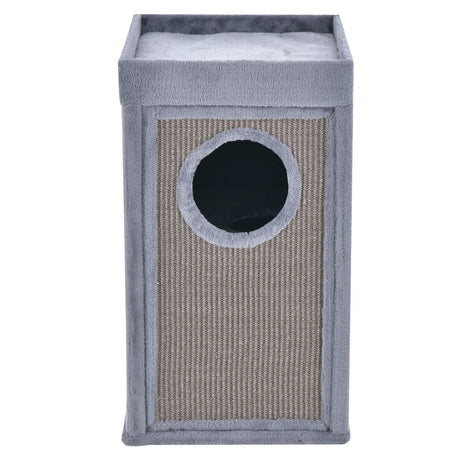 2-Tier Cat House with Sisal Scratch Boards-Grey