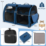 Double Compartment Pet Carrier with 2 Removable Hammocks-Navy