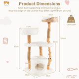 Solid Wood Cat Tower with Top Cattail Basket Cat Bed for Indoor Cats-White