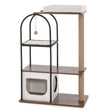 47 Inch Tall Cat Tree Tower Top Perch Cat Bed with Metal Frame-White