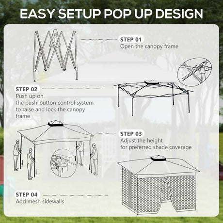 Outsunny 3 x 3(m) Pop Up Gazebo, Double-roof Garden Tent with Netting and Carry Bag, Party Event Shelter for Outdoor Patio, Cream White