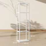 HOMCOM LED Floor Lamp with Glass Shelves, 4 Layers Dimmable Tall Standing Lamp, Modern Column Shelf Floor Light for Living Room, Bedroom, Office, White