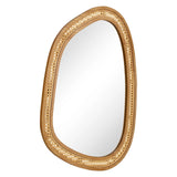 Irregular PVC Rattan Wall Decorative Mirror with Wooden Frame-Natural