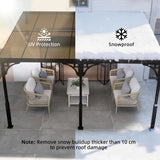 Outsunny 4 x 3 m Metal Lean-to Pergola, Wall-Mounted Garden Pergola with Polycarbonate Roof and Metal-Aluminium Frame, Heavy Duty Hardtop Gazebo for Outdoor Patios, BBQ, Brown