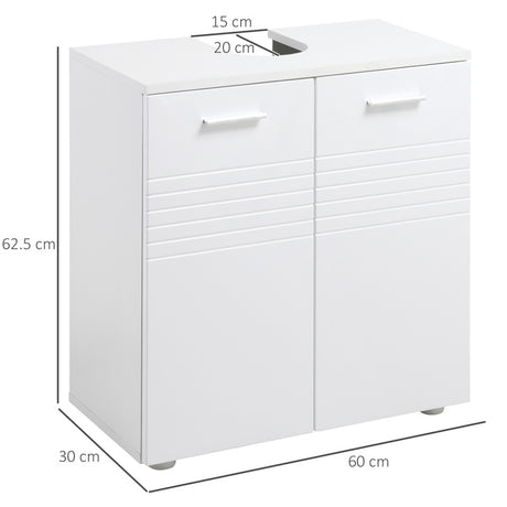 kleankin Under Sink Cabinet, Bathroom Vanity Unit, Pedestal Under Sink Design, Storage Cupboard with Adjustable Shelf, High Gloss, White