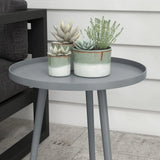 Outsunny Round Garden Coffee Table, Outdoor Side Table with Rounded Steel Edge, 40 x 50H cm, Grey