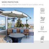 Outsunny 2.7m Garden Banana Parasol Cantilever Umbrella with Crank Handle and Cross Base for Outdoor, Hanging Sun Shade, Cream White
