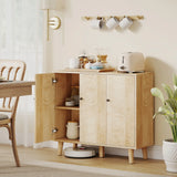 HOMCOM Vintage Sideboard with Chevron Doors and Pine Wood Legs for Living Room, Kitchen