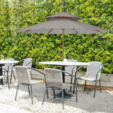 Outsunny 2.7m Elegant Wooden Frame Parasol Umbrella - Grey