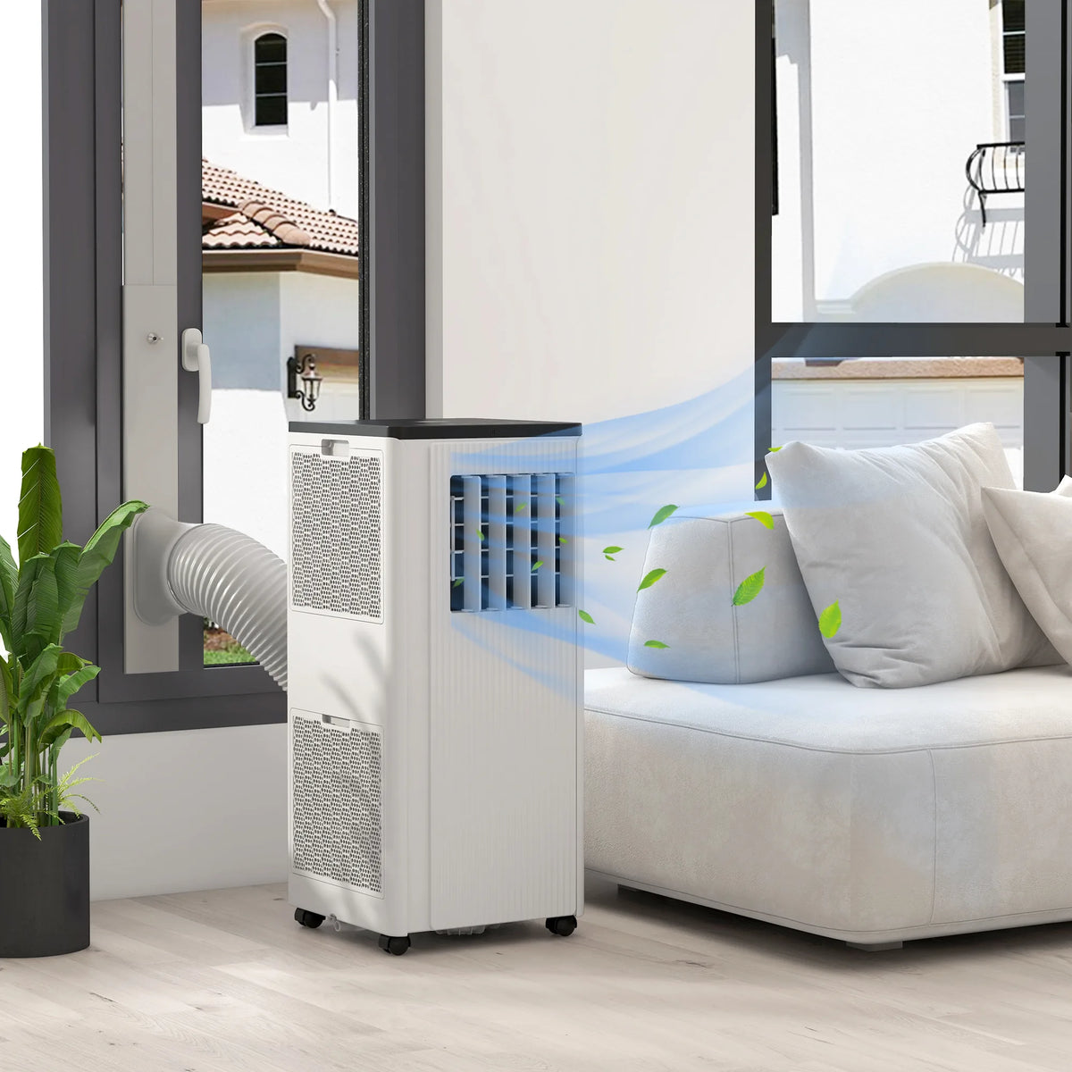 HOMCOM 9,000 BTU App-Controlled Mobile Air Conditioner, 20m2 Radius - White