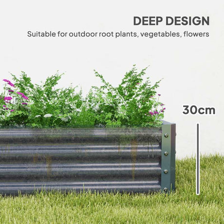 Outsunny 180 x 90cm Galvanised Steel Open Planter - Silver