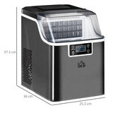 HOMCOM 3.2L Compact Ice Machine, with LCD Screen and Accessories - Black