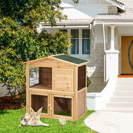 35 Inch Wooden Chicken Coop with Ramp