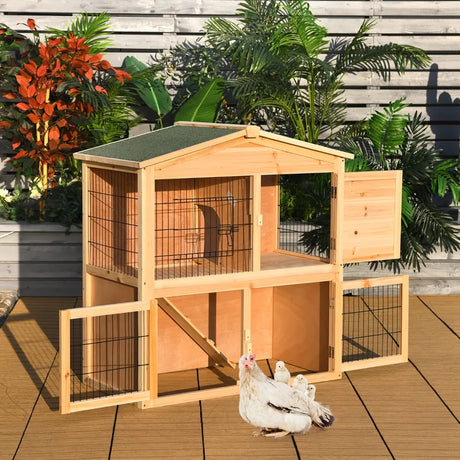 35 Inch Wooden Chicken Coop with Ramp