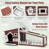 62 Inch Wooden Rabbit Hutch with Pull Out Tray-Red