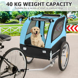 Folding Pet Bike Trailer with 3 Zippered Doors and 8 Reflectors-Blue