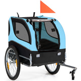 Folding Pet Bike Trailer with 3 Zippered Doors and 8 Reflectors-Blue