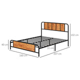 HOMCOM 5.2ft King Bed Frame with Industrial Wood Headboard, Steel Slat Support and 31cm Underbed Storage Space, 160 x 207cm, Rustic Brown