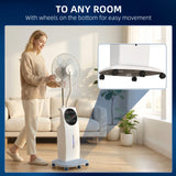 HOMCOM 135cm Pedestal Fan with Water Mist Spray Humidifying Misting Fan, White