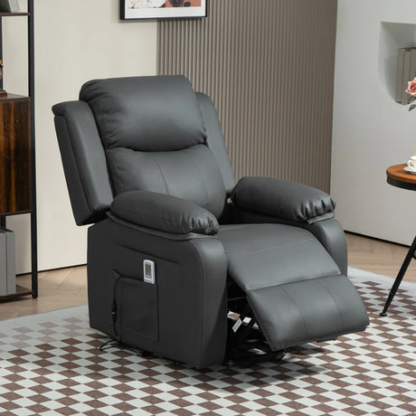HOMCOM Riser and Recliner Chair with Massage, Heat, Power Lift Recliner Chair for Elderly with Remote Control, Extended Footrest, Dual Side Pockets, Overstuffed Electric Reclining Armchair, Dark Grey