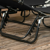 Outsunny Set of Two Folding Sun Loungers, with Adjustable Backs and Sun Canopies - Black