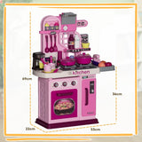 AIYAPLAY Kids Kitchen with 33 Pieces, Lights, Sounds, Storage, for Ages 3-6 Years, Pink