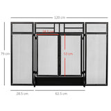 HOMCOM 3-Panel Folding Fireplace Screen with Door, Freestanding Spark Guard, Metal Mesh Fireguard, Black