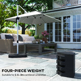 Outsunny Umbrella Weights for Cantilever Parasols, Set of 4 Heavy Duty Parasol Base Stand Weights, 80kg Sand or 60kg Water Filled, Black