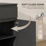 HOMCOM Modern Sideboard, Sideboard Storage Cabinet with 5 Drawers, Adjustable Shelf, Soft-Close Door, Black