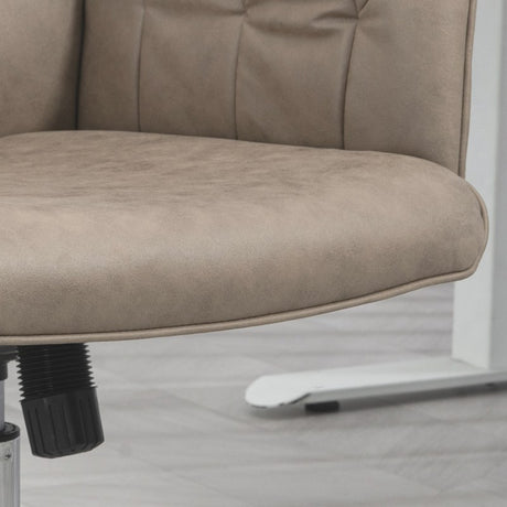 Vinsetto Microfibre Computer Chair with Armrest, Modern Swivel Chair with Adjustable Height, Khaki