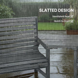 Outsunny Wooden Garden Furniture Set with Parasol Hole, 1 Chair, 1 Bench and Detachable Table, Grey Embossed Finish