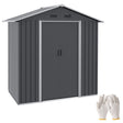 Outsunny 6.5x3.5ft Metal Garden Storage Shed for Outdoor Tool Storage with Double Sliding Doors and 4 Vents, Dark Grey