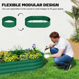 Outsunny Galvanised Raised Garden Bed with Arched Trellis, 4 x 2 x 4.6ft Metal Raised Bed for Garden with Open Bottom, Green